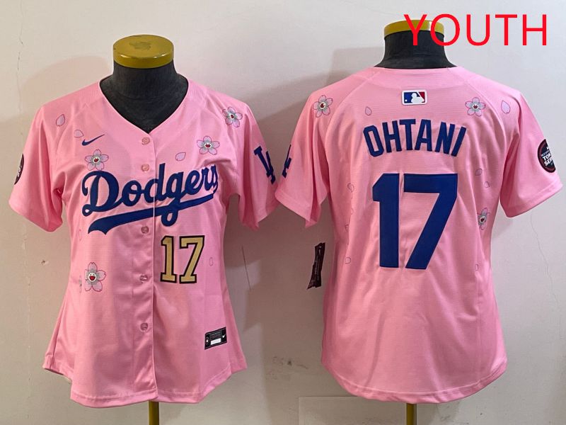 Youth Los Angeles Dodgers 17 Ohtani Pink Sakura Edition 2025 Nike MLB Jersey style 21